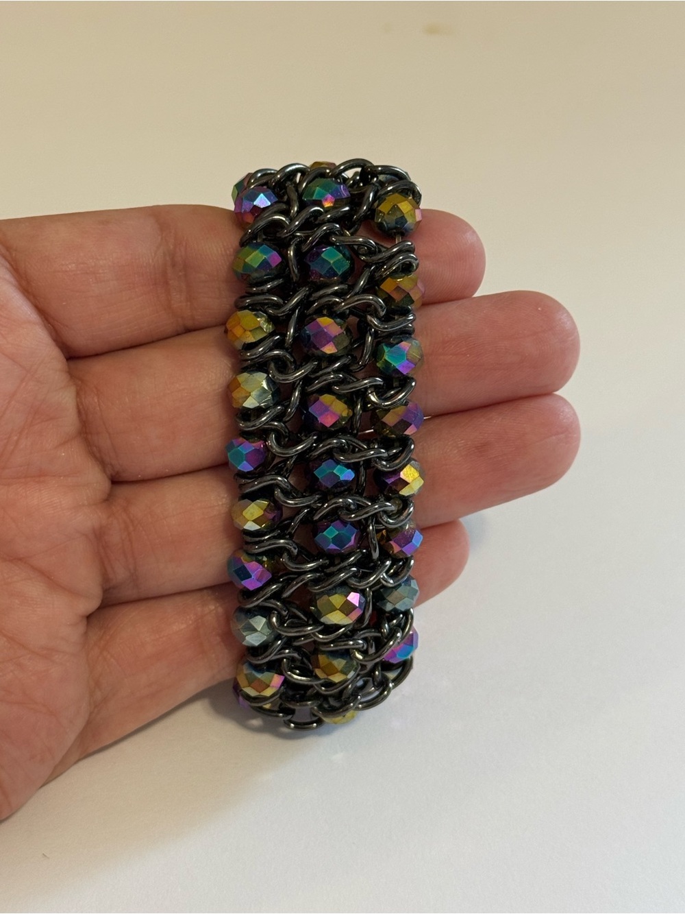 Multicolor Crystal Bead Stretch Bracelet - Unbranded - Picture 3 of 4